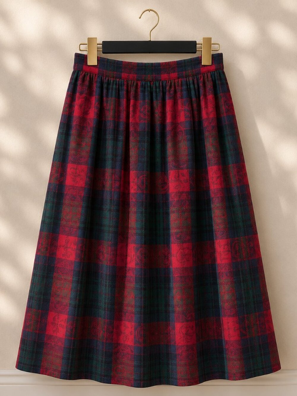 Pendleton Vintage 100% Virgin Wool Pleated Tartan Plaid Skirt Red Green 8P
